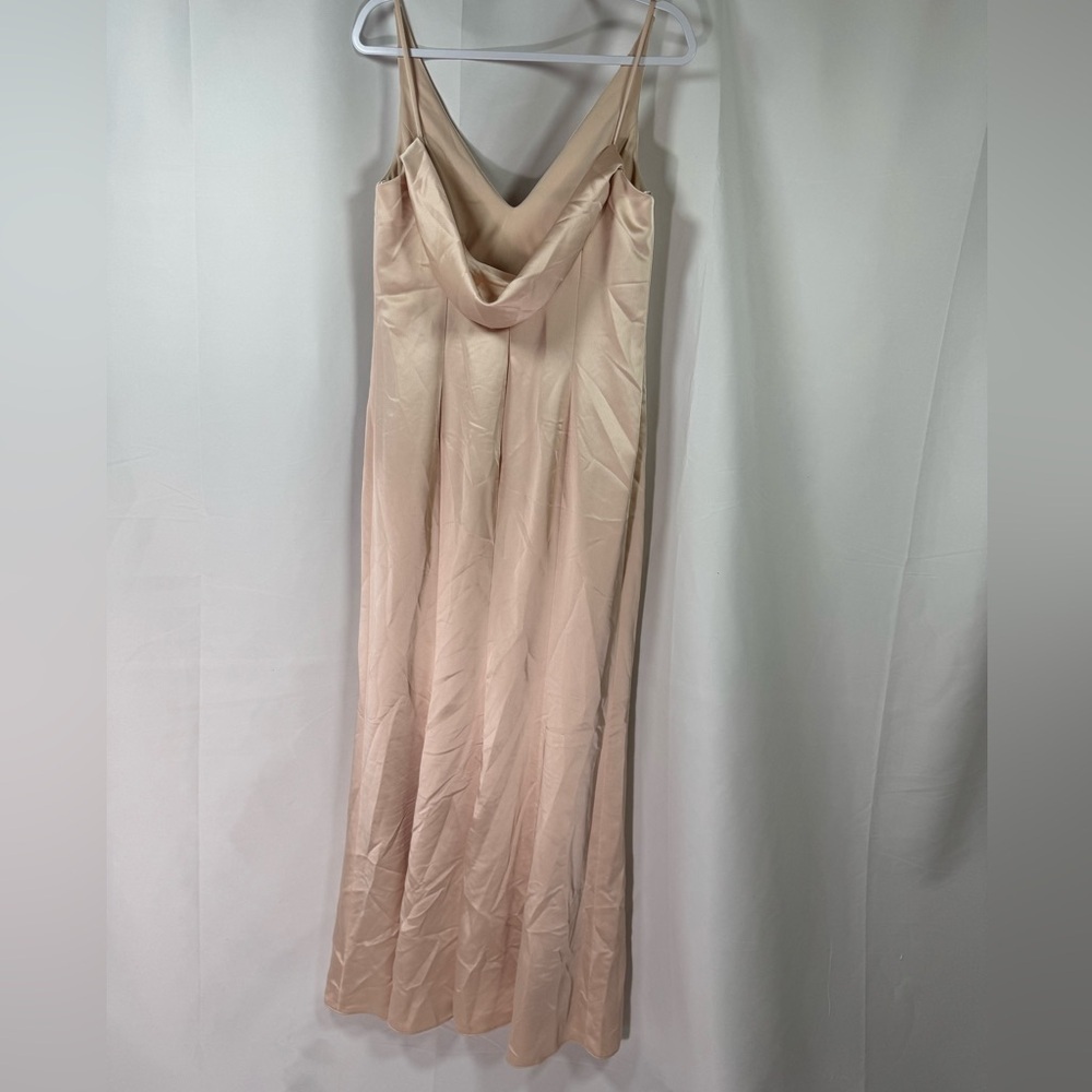 After Six Draped Cowl-Back Princess Line Dress W/Front Slit Cameo 8R - Picture 3 of 10